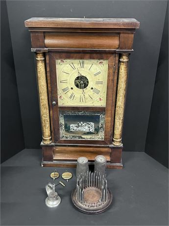 Antique Seth Thomas Brass Clock & Staking Set - 15x4x25
