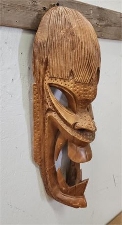 Hand Carved Wood Mask - 24x8