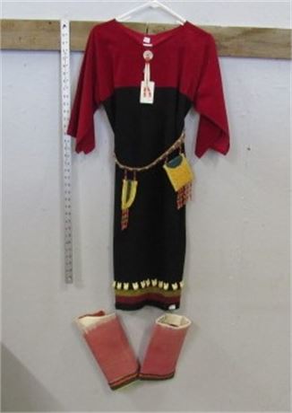 Native American Crow Dress, Cuffs, & Belt