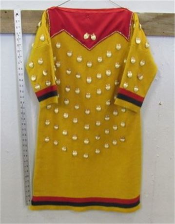 Native American Crow Faux Elk Tooth Yellow Dress