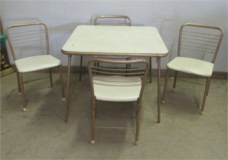 Vintage Folding Card Table and Four Chairs