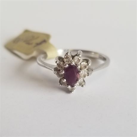 Sterling Silver (marked .925) Purple Gemstone Ring...Sz 9