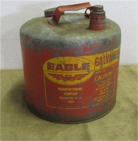 Old 5 Gallon Eagle Galvanized Gas Can
