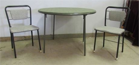 Vintage Folding Card Table and Two Chairs