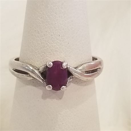 Sterling & Ruby Ring...Sz 6 3/4