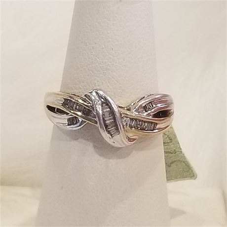 10k Gold Baguette Diamond Ring ...Sz  7 3/4