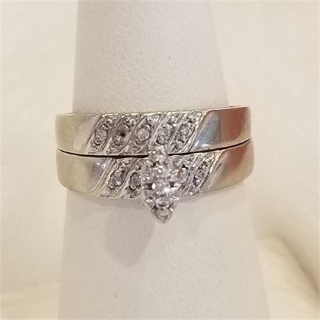 10k Gold Diamond Wedding Ring Set ...Sz  7 1/2