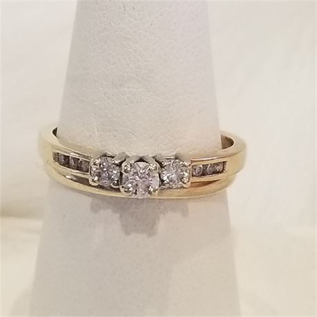 14k Gold & Diamond Engagement Ring & Wedding Band..Sz 10