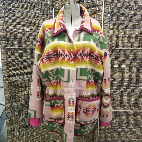 Ladies Wool Jacket (pink w/ multi colors)