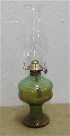 Green Glass Hurricane Oil Lamp