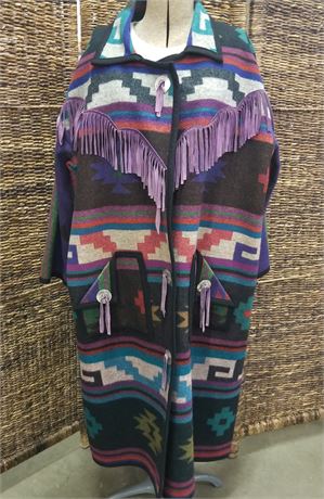 Ladies Wool Jacket w Leather Fringe