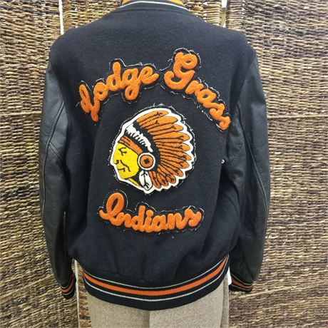 Vintage Lodge Grass Indians Letterman's Jacket