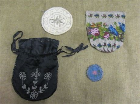 3 Beadwork Purses and a Beadwork Hat