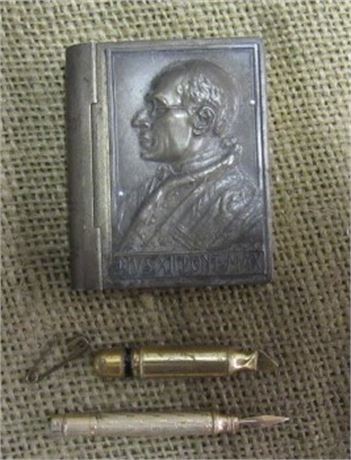 Tiny Commemorative Pope Pius XII Metal Box