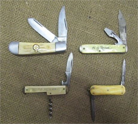 Four Double Blade Pocket Knives