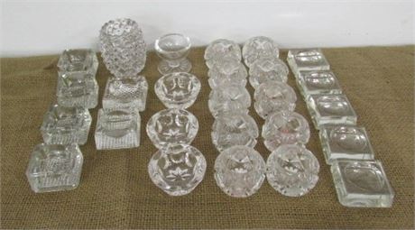 Clear Glass and Cut Glass Salts & Candle Holders