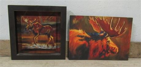 Moose Paintings by Diane Whitehead - Signed, one is Framed