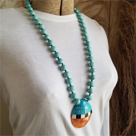 Turquoise Bead & Shell Necklace