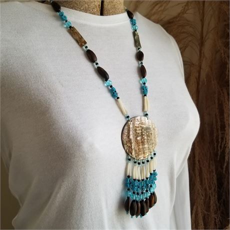 Leather & Beads Beaded Necklace