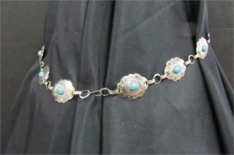 Delicate Turquoise and Silver Thunderbird Belt