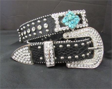 Beautiful Studded Leather Belt w/ Turquoise