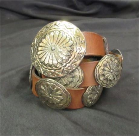 Leather Belt with Medallions