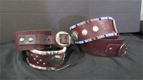 Pair of Leather and Beadwork Belts