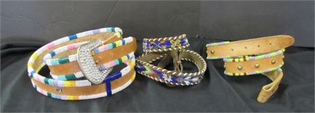 Trio of Leather and Beadwork Belts