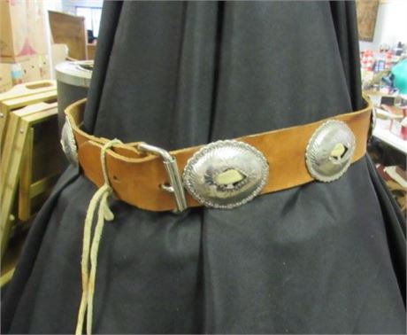 Leather Belt with Medallions