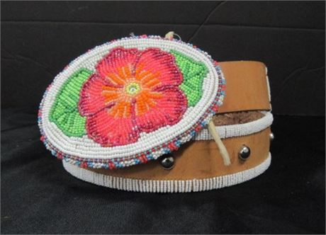 Beautiful Flower Buckle Leather and Belt...38" L