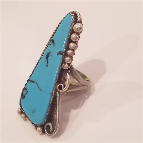 Sterling & Turquoise Ring Sz..8 1/2