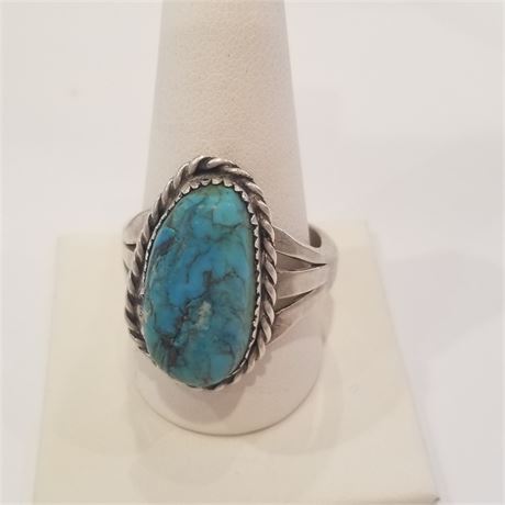 Sterling & Turquoise Ring Sz 12 1/4