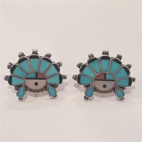 Sterling Zuni Inlaid Earrings