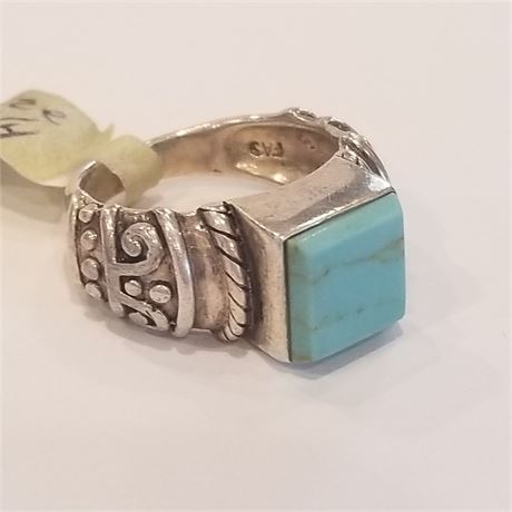 Sterling & Turquoise Ring Sz 7 3/4