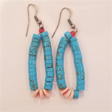 Beaded Turqoise Hoop Earrings