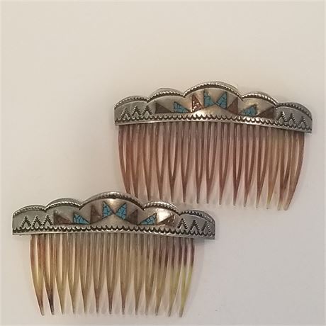 Sterling Inlaid Hair Combs