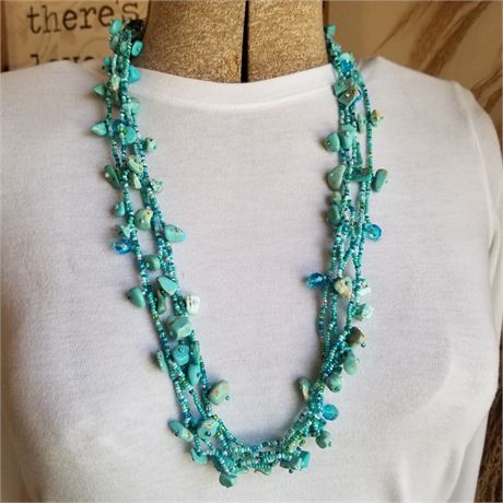 Beautiful Turquoise Nugget Beaded Necklace