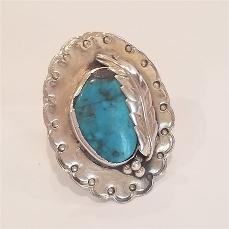 Sterling & Turquoise Ring Sz 7 1/4