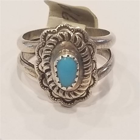 Sterling & Turquoise Ring Sz 7 1/4