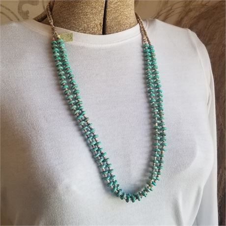 Turquoise 2 Strand Beaded Neclace