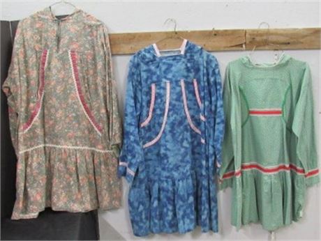 Trio of Patterned Hooded Dresses