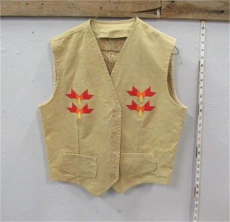 Embroidered Starburst on Canvas Vest