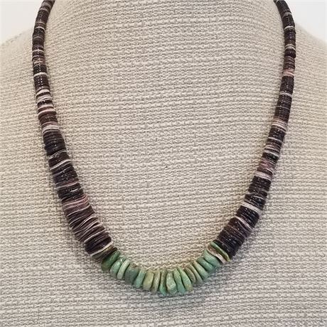 Green Turquoise & Heishi Shell Necklace