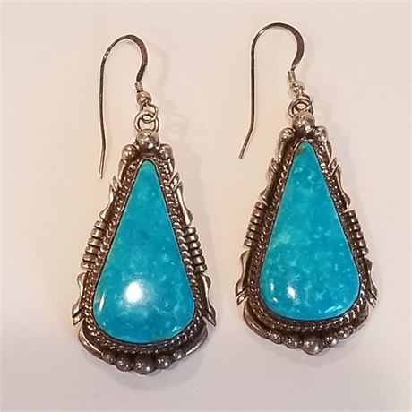 Sterling Blue Opal 1 1/2" Dangle Earrings