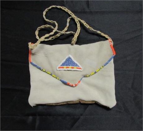 Lined Leather Purse w/ Beadwork