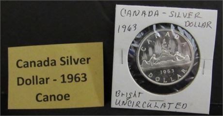 1968 Canada Canoe Silver Dollar - Bright, Uncirculated