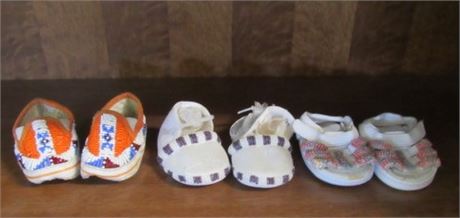 Three Pairs of Beaded Infant Moccasins