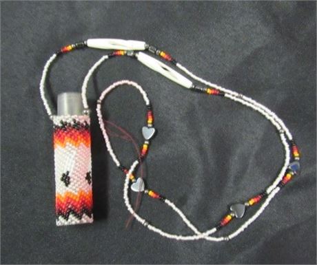 Beaded Necklace w/ Vial - Could Be Used For Perfume, Medication, Oils, or ...