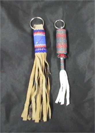 Pair of Beaded and Tasseled Key Rings