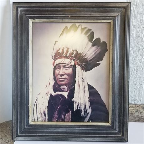 Nicely Framed Sioux Chief "Rain-In-The-Face"  LA Huffman